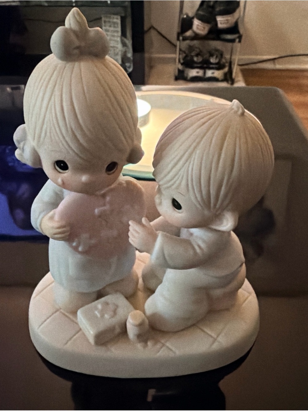 Precious Moments White and Pink Bisque Porcelain Children Figurine
